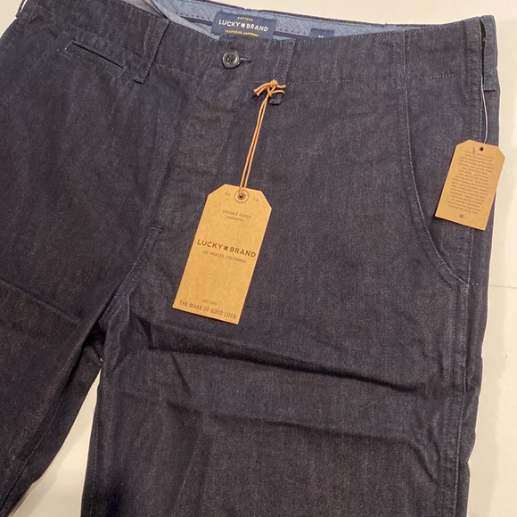 Lucky Brand SZ 33 Flat Front Trouser Style Denim Blue Pants New D37 - Picture 14 of 16